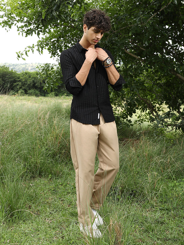 Edgy-Stripe Jacquard Shirt