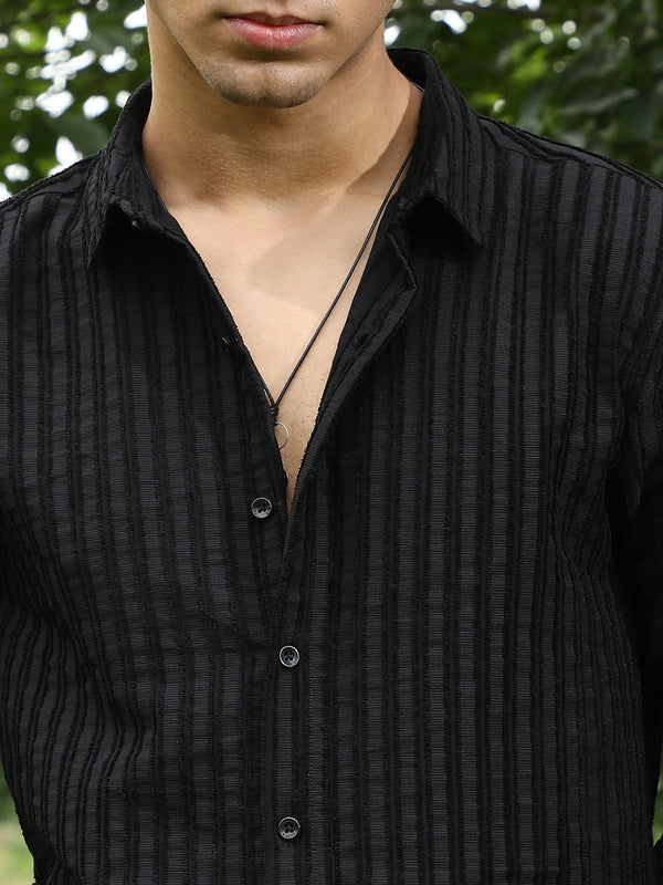 Edgy-Stripe Jacquard Shirt