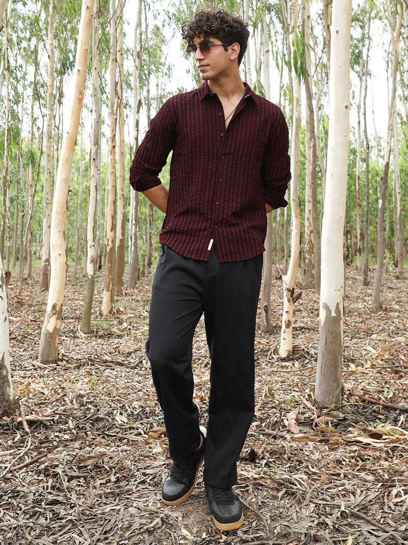 Edgy-Stripe Jacquard Shirt