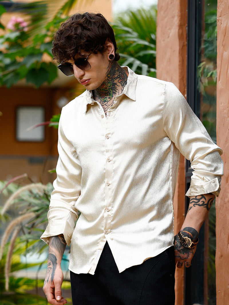 Crushed-Satin Regular Shirt