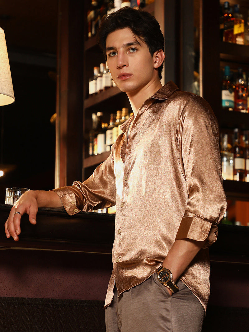Gleaming Crushed-Satin Shirt