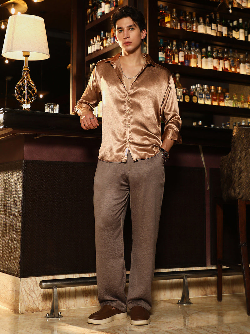 Gleaming Crushed-Satin Shirt
