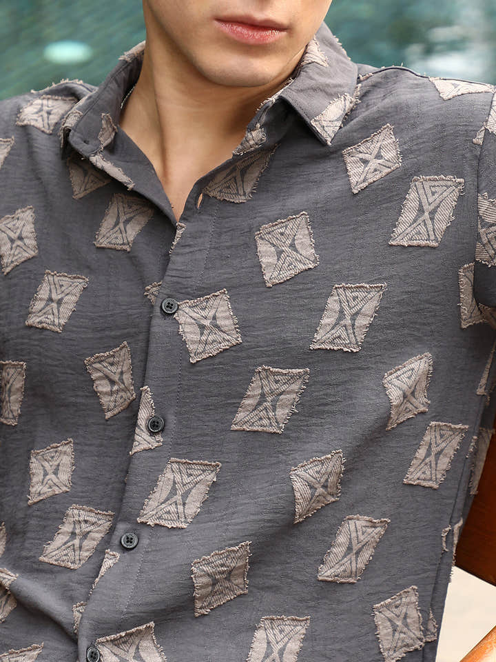 Folk-Block Jacquard Shirt