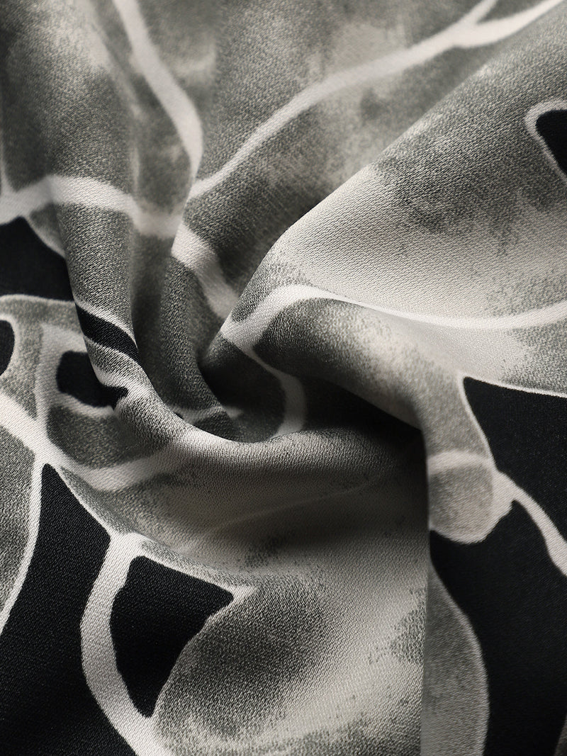Artistic-Foliage Lined Imrprint Shirt