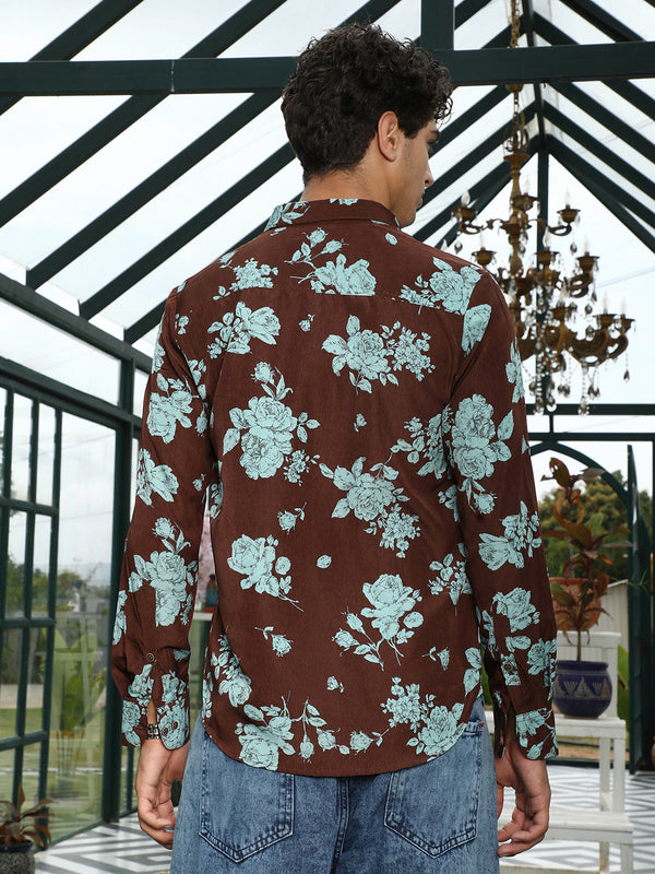 Contrast-Roses Imprint Shirt