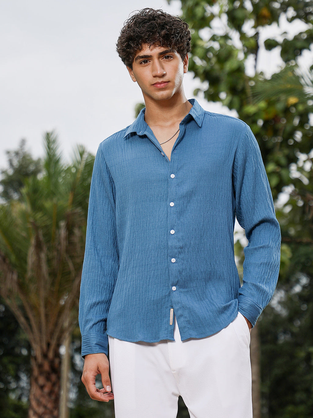 Solid Creased-Tactile Shirt