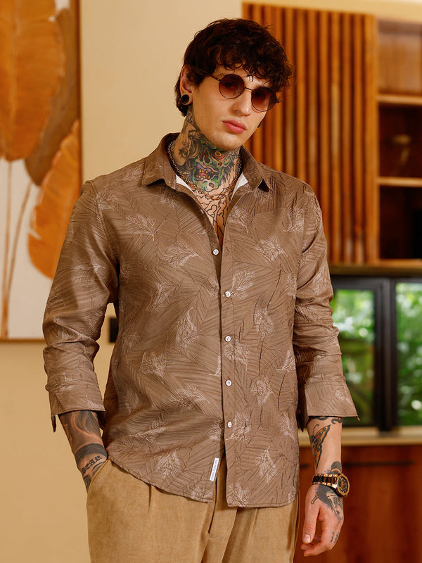 Twig-Imprint Foliage-Tactile Shirt