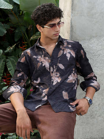 Imprinted Foliage Textured Shirt
