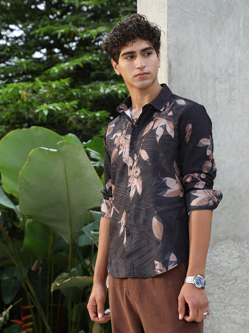 Imprinted Foliage Textured Shirt