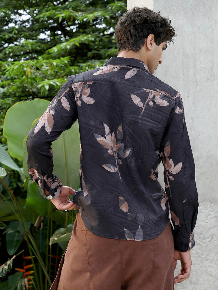Imprinted Foliage Textured Shirt