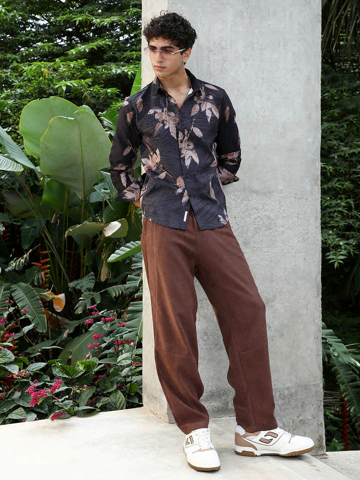 Imprinted Foliage Textured Shirt
