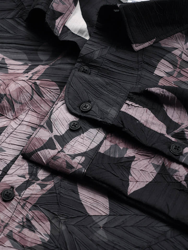 Imprinted Foliage Textured Shirt