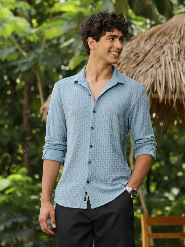 Basket-Knit Jacquard Shirt