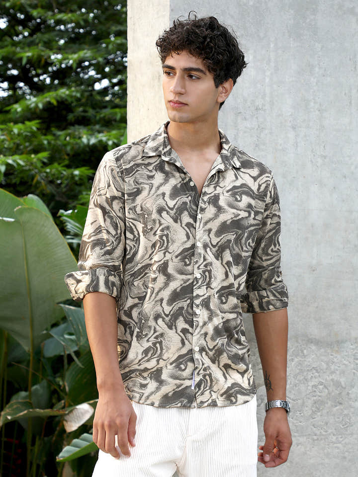 Fluid-Marble Textured Shirt