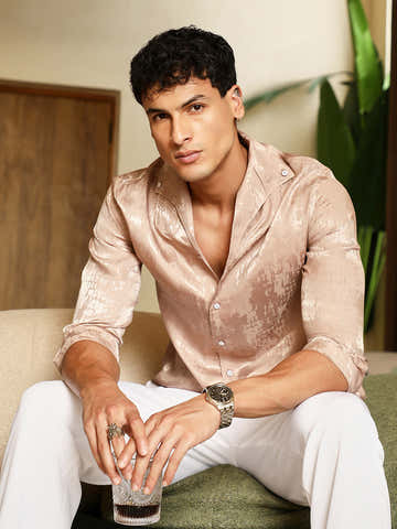 Droplet-Jacquard Satin Shirt