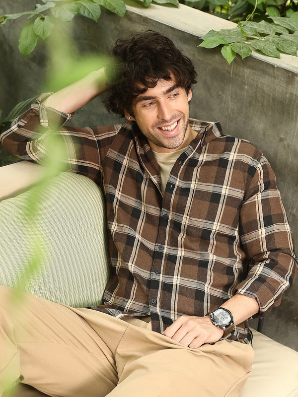 Button-Down Ombre-Plaid Shirt