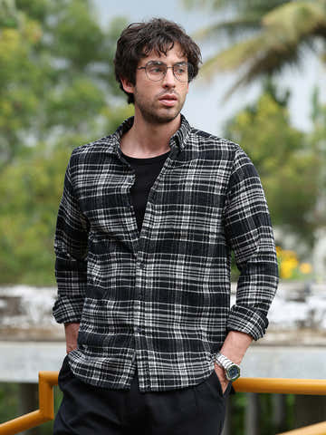 Button-Down Static-Plaid Shirt
