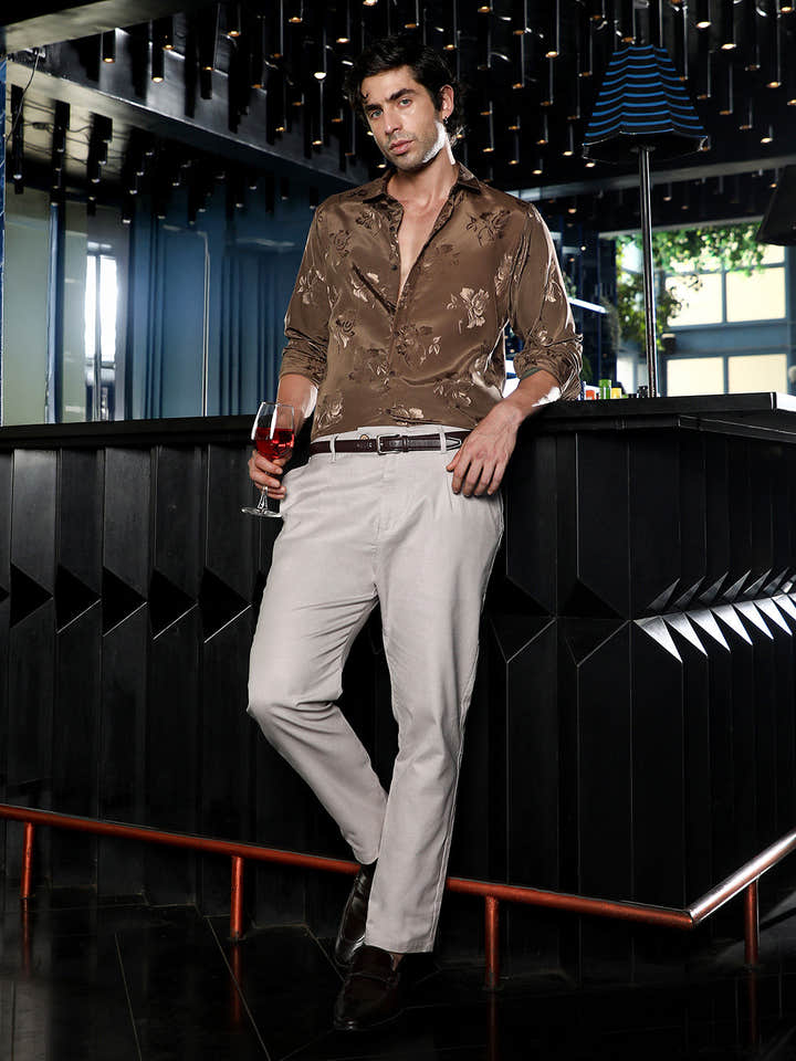 Roses-Jacquard Satin Shirt