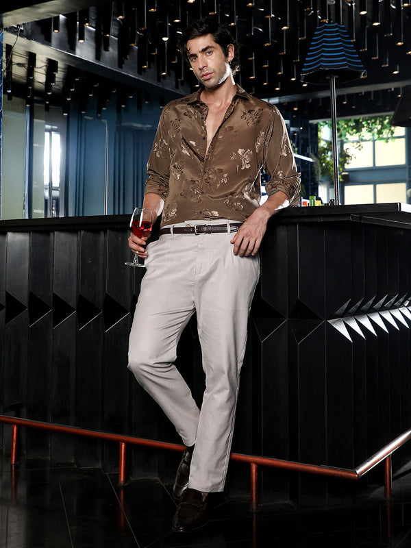 Roses-Jacquard Satin Shirt