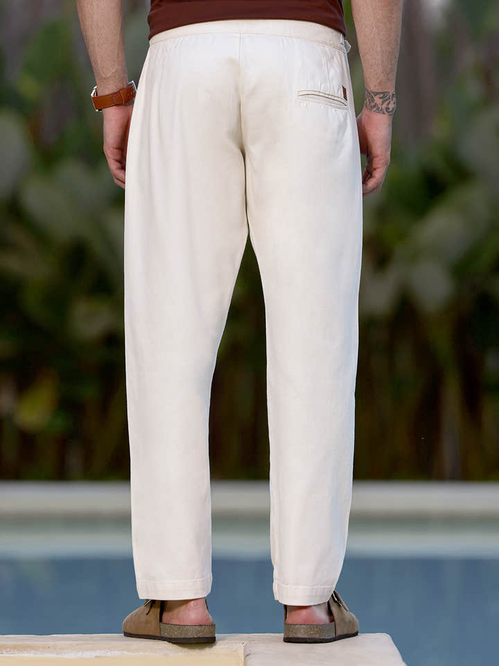 Off-White Pleated Cotton Trousers