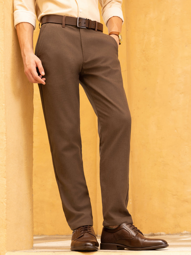 Brown Mid-Rise Regular Fit Trouser
