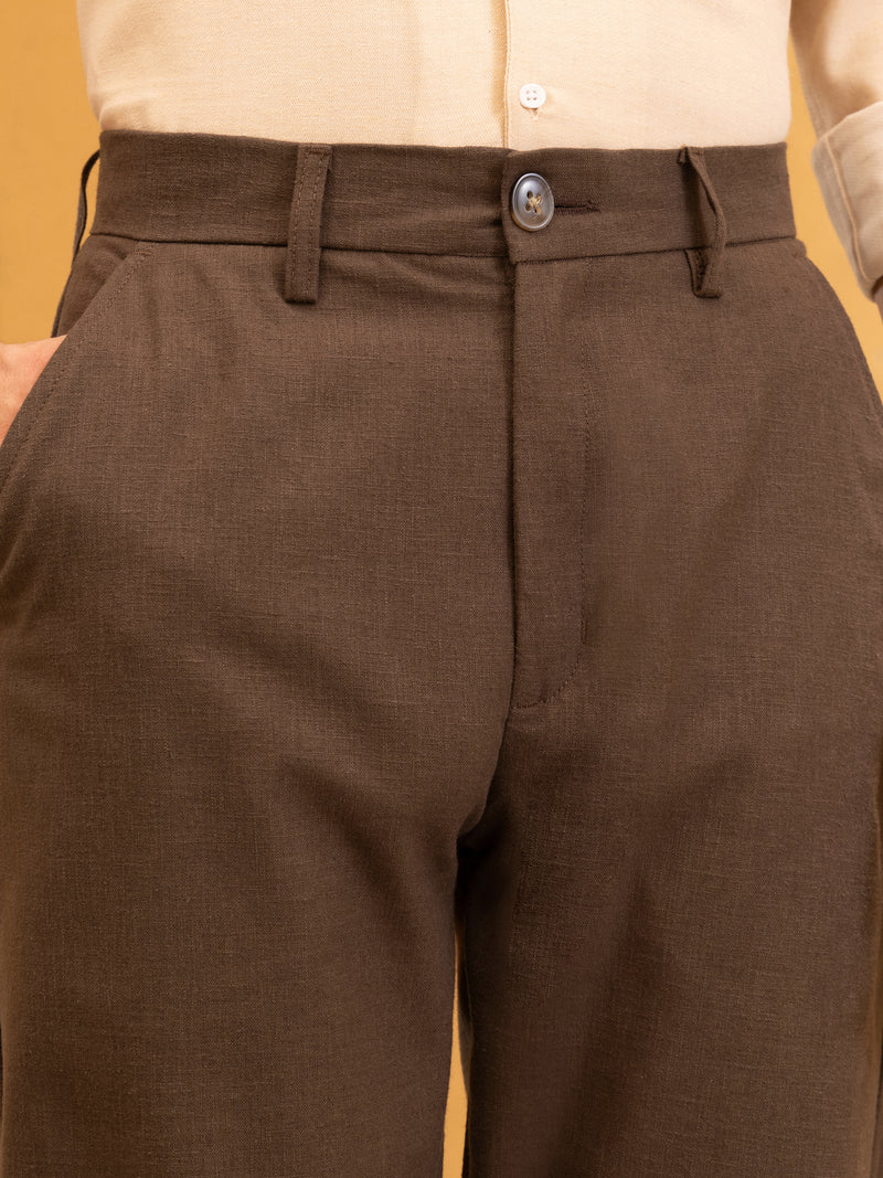 Brown Mid-Rise Regular Fit Trouser