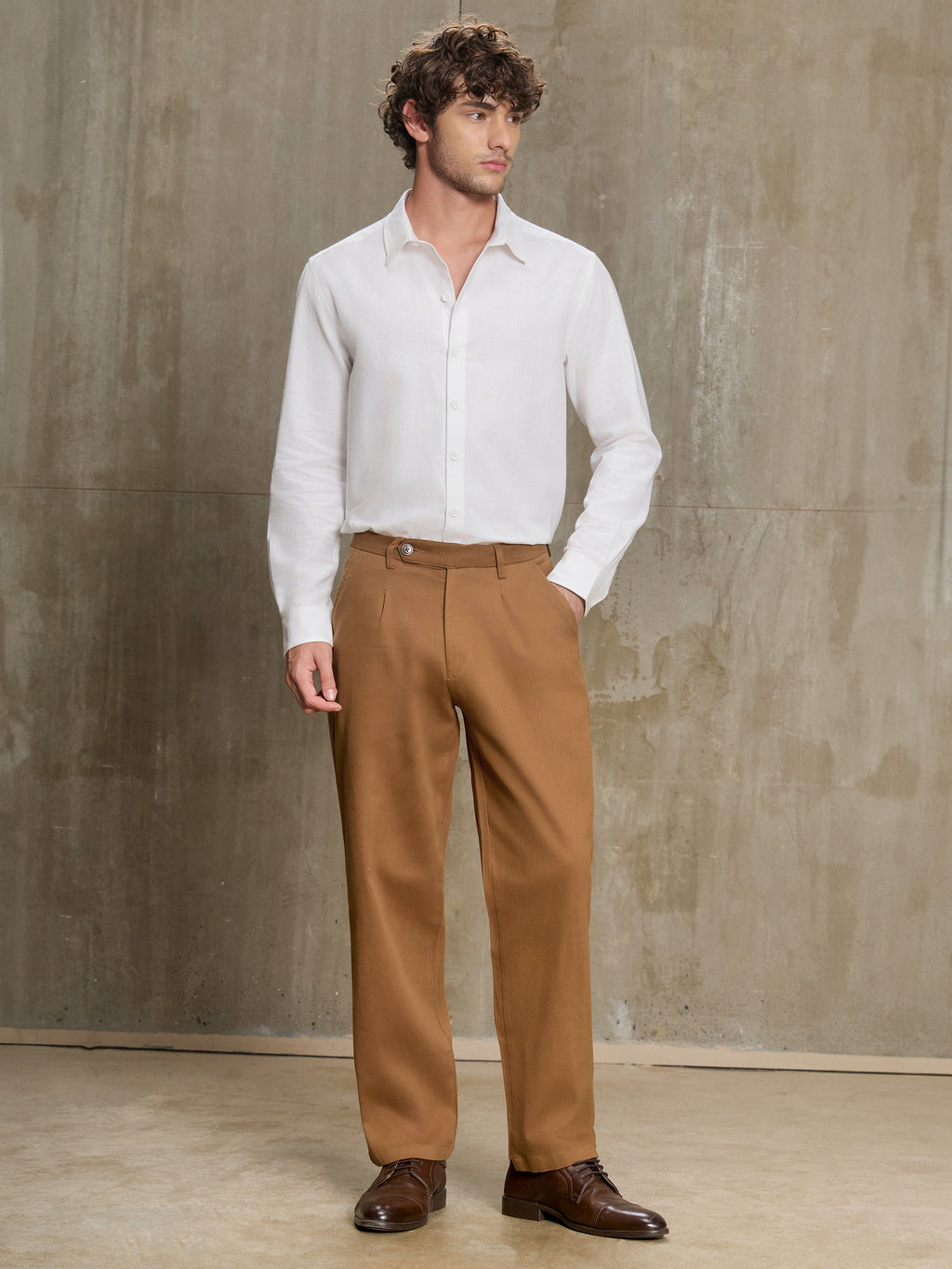 Cahoot Men's Brown 100% Cotton Twill Pleated Trouser - view 5