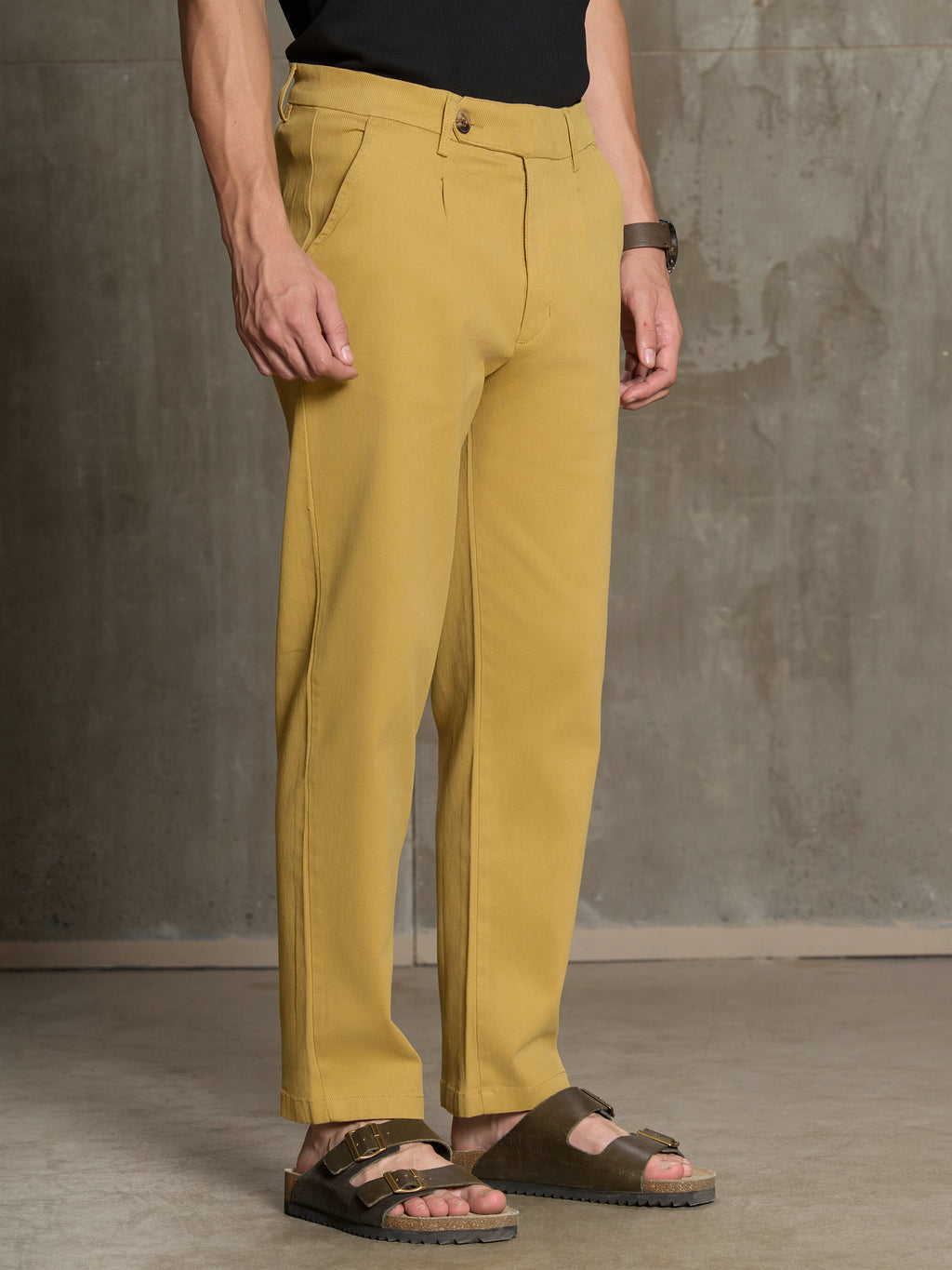 Cahoot Men's Mustard 100% Cotton Twill Pleated Trouser - view 3