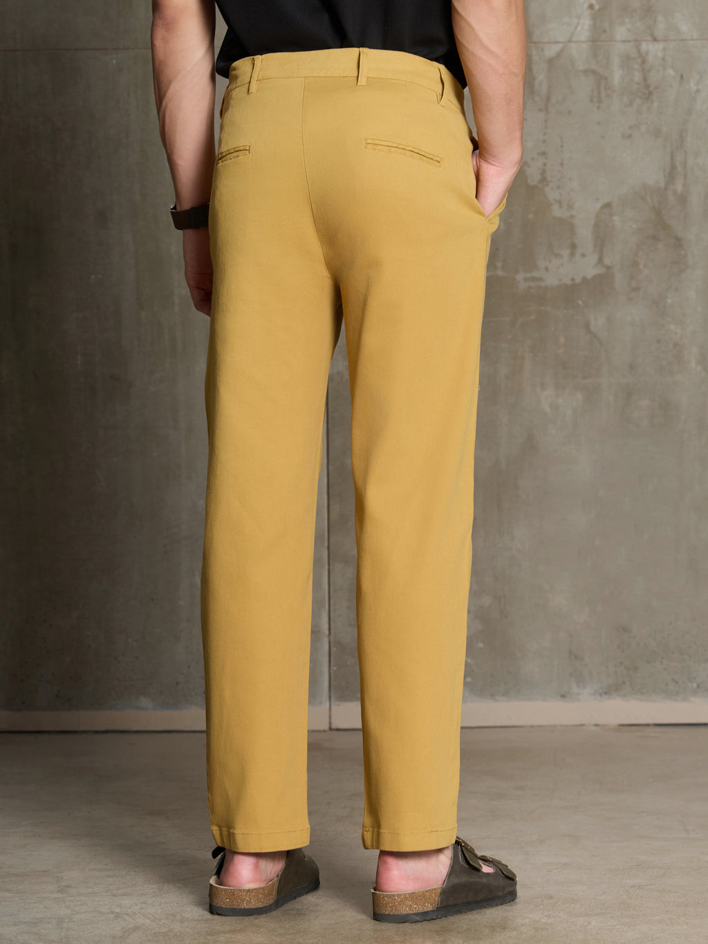 Cahoot Men's Mustard 100% Cotton Twill Pleated Trouser - view 4