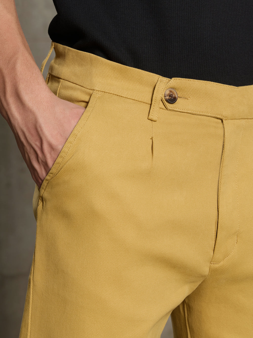 Cahoot Men's Mustard 100% Cotton Twill Pleated Trouser - view 6