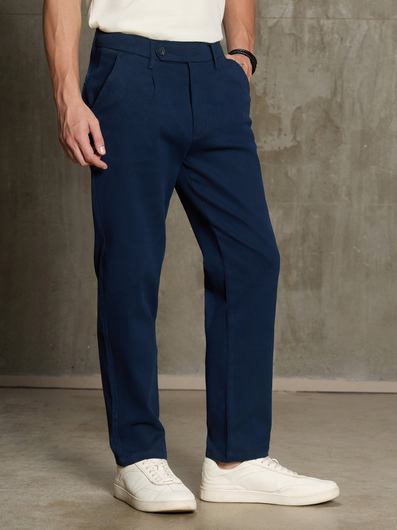 Cahoot Men's Navy 100% Cotton Twill Pleated Trouser - view 3