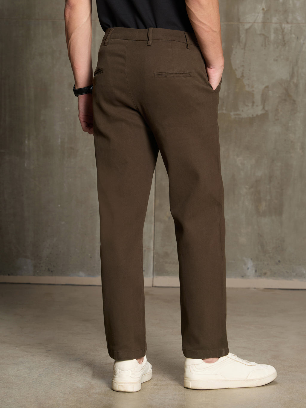 Cahoot Men's Dark Brown 100% Cotton Twill Pleated Trouser - view 4