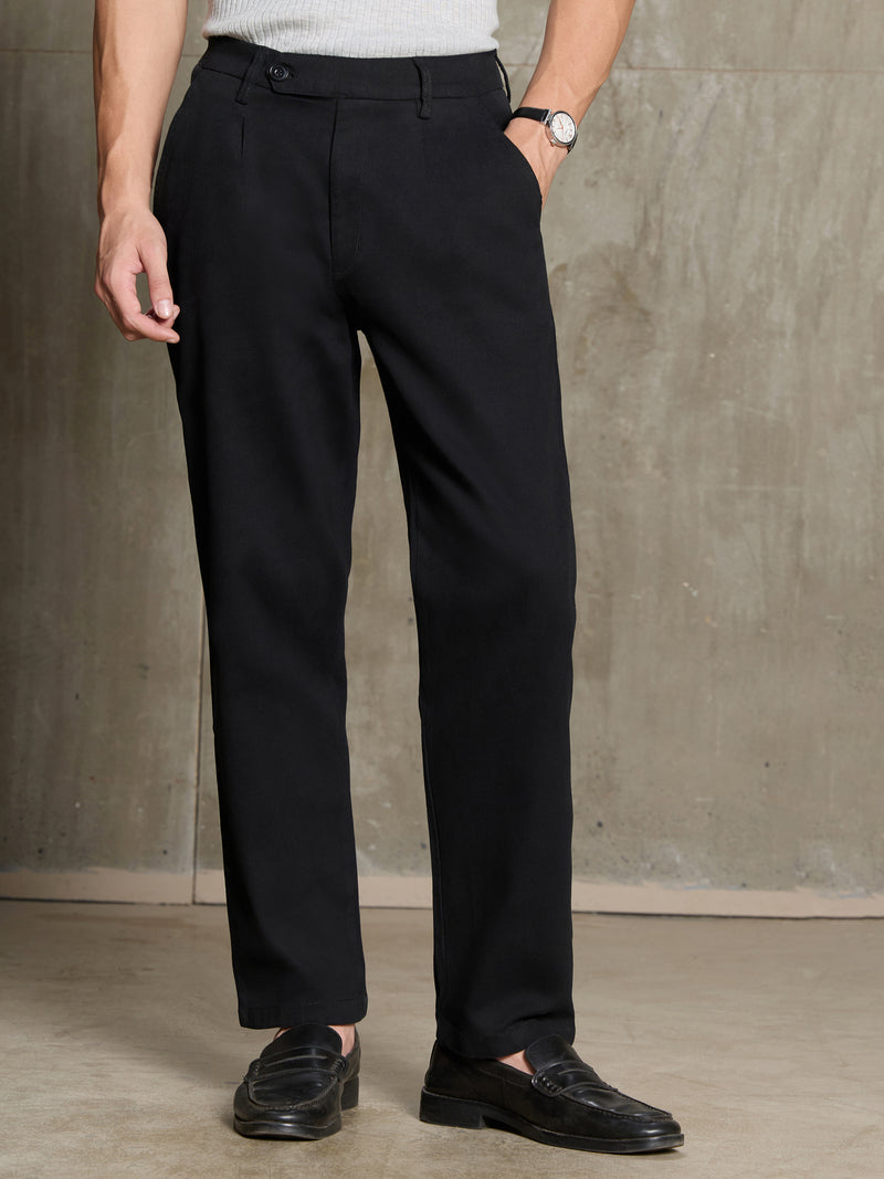 Cahoot Men's Black 100% Cotton Twill Pleated Trouser - view 2