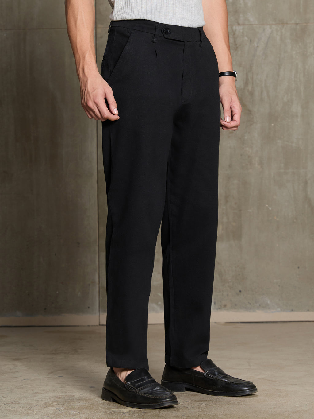 Cahoot Men's Black 100% Cotton Twill Pleated Trouser - view 3