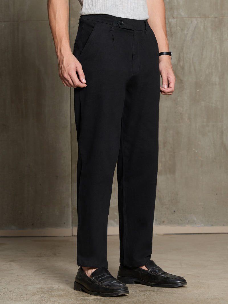 Cahoot Men's Black 100% Cotton Twill Pleated Trouser - view 3