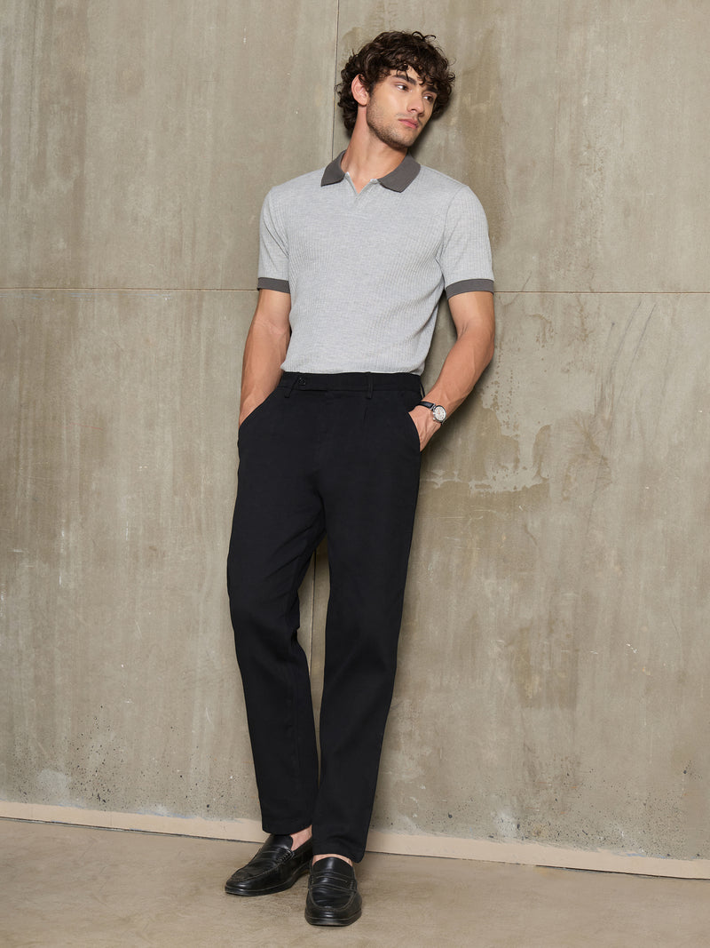 Cahoot Men's Black 100% Cotton Twill Pleated Trouser - view 5