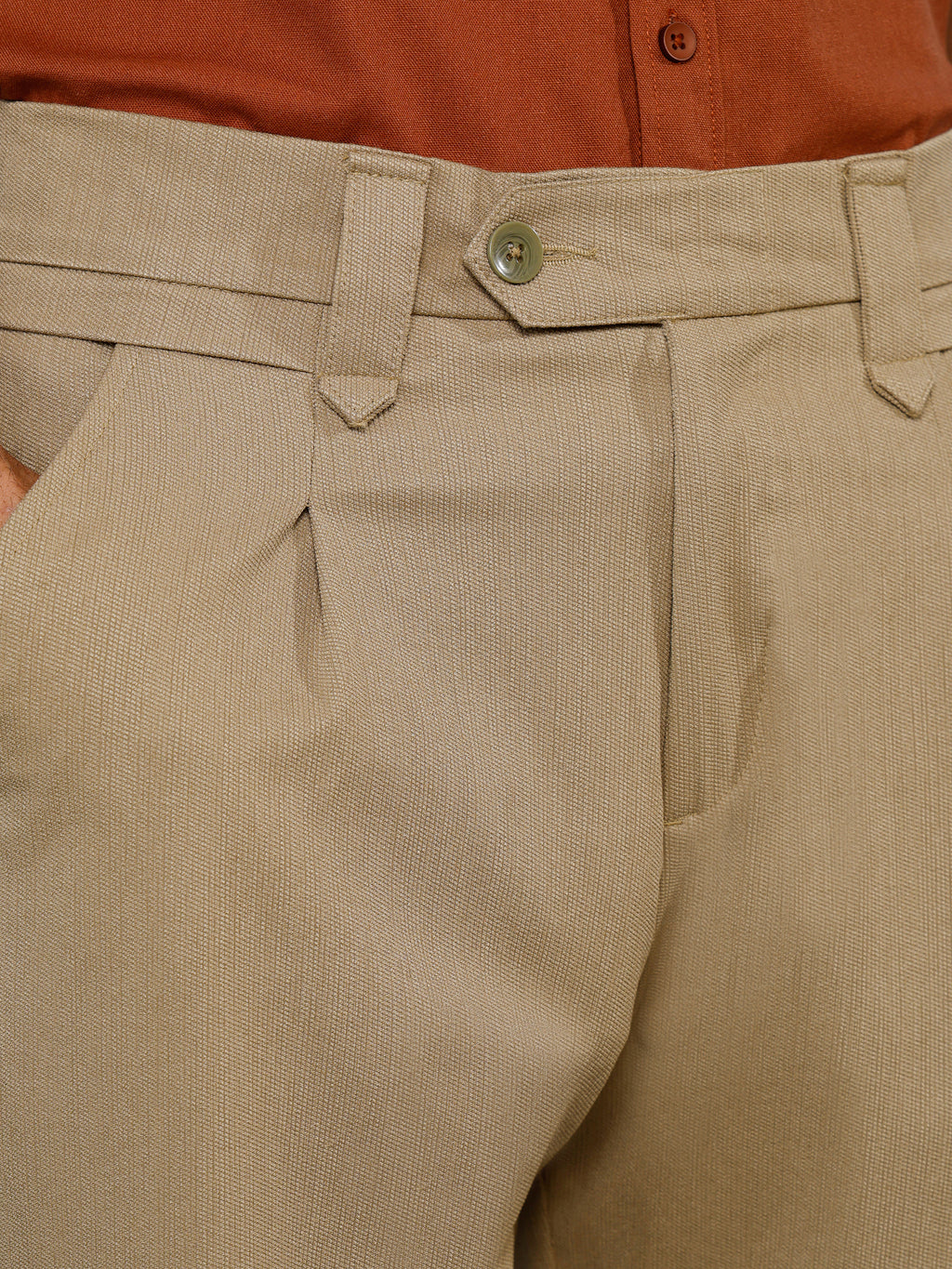 CAHOOT Men's Beige Solid Trousers - view 7