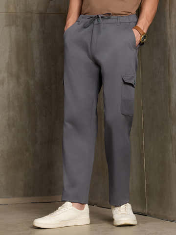 Grey Twill Cargo Pants