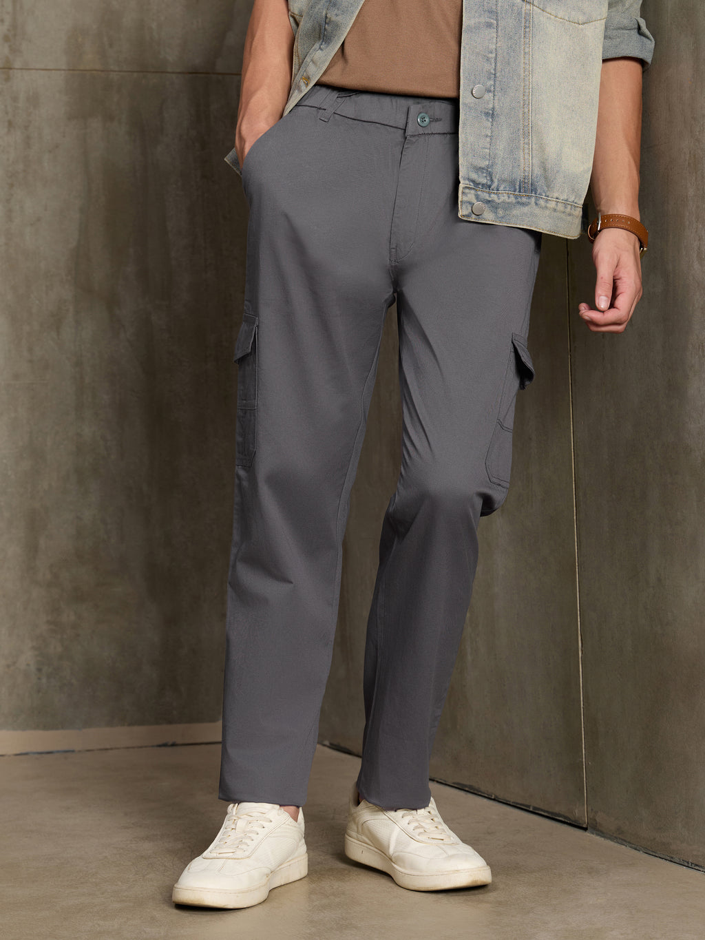 Cahoot Men's Grey Twill Cargo Pants - view 2