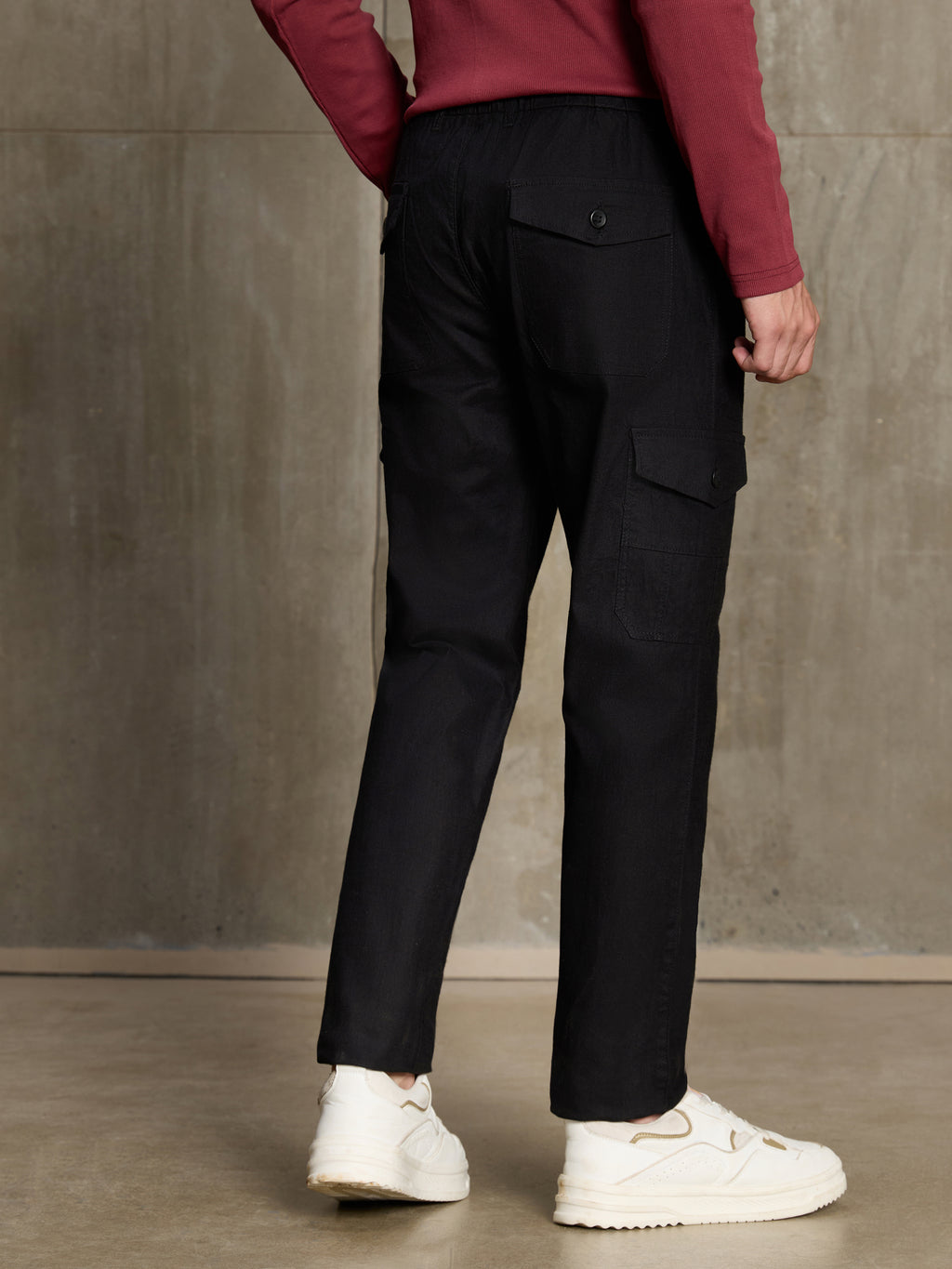 Cahoot Men's Black Cotton Slub Cargo Pants - view 4