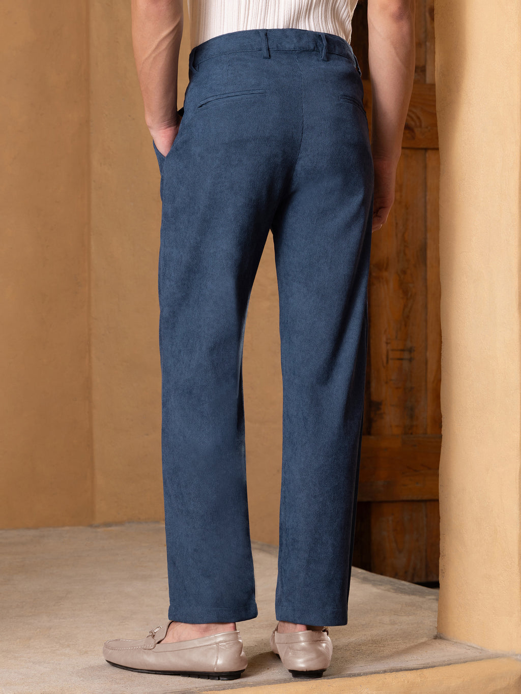 Navy Blue Mid-Rise Regular Fit Trouser
