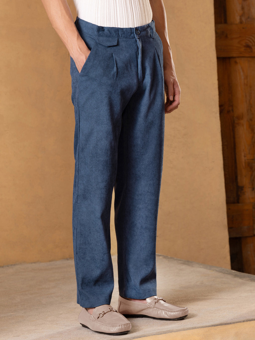 Navy Blue Mid-Rise Regular Fit Trouser