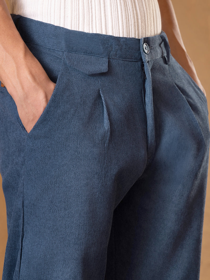 Navy Blue Mid-Rise Regular Fit Trouser