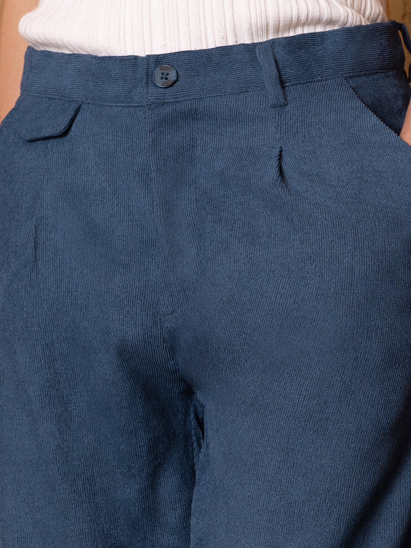 Navy Blue Mid-Rise Regular Fit Trouser