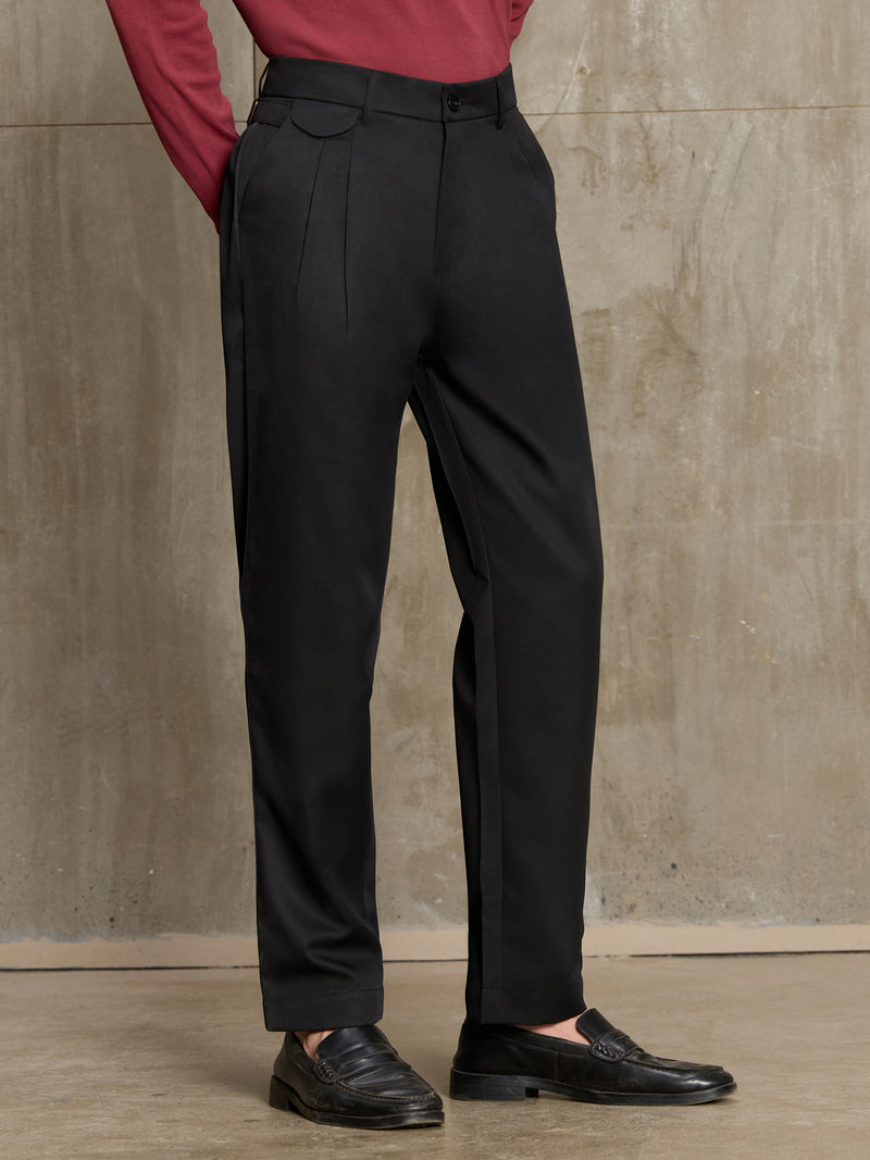 Cahoot Men's Black Pleated Regular Fit Trouser - view 1