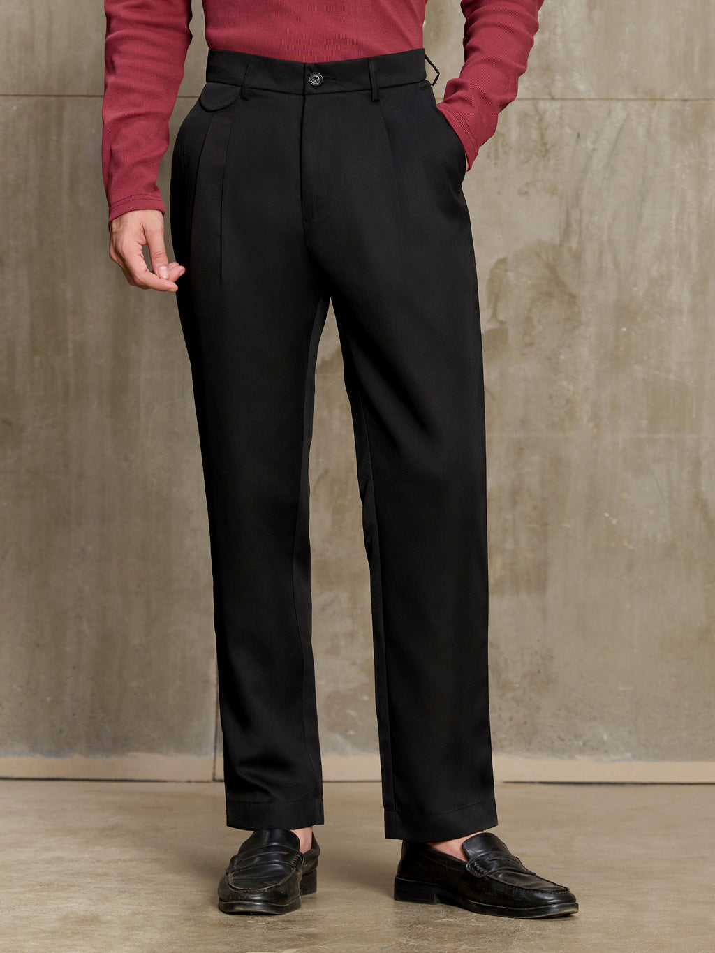 Cahoot Men's Black Pleated Regular Fit Trouser - view 2