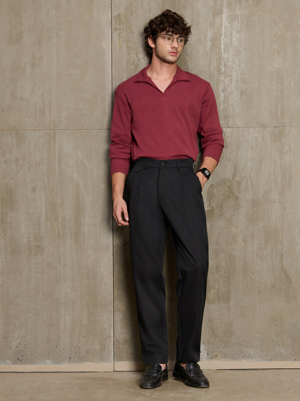 Cahoot Men's Black Pleated Regular Fit Trouser - view 5