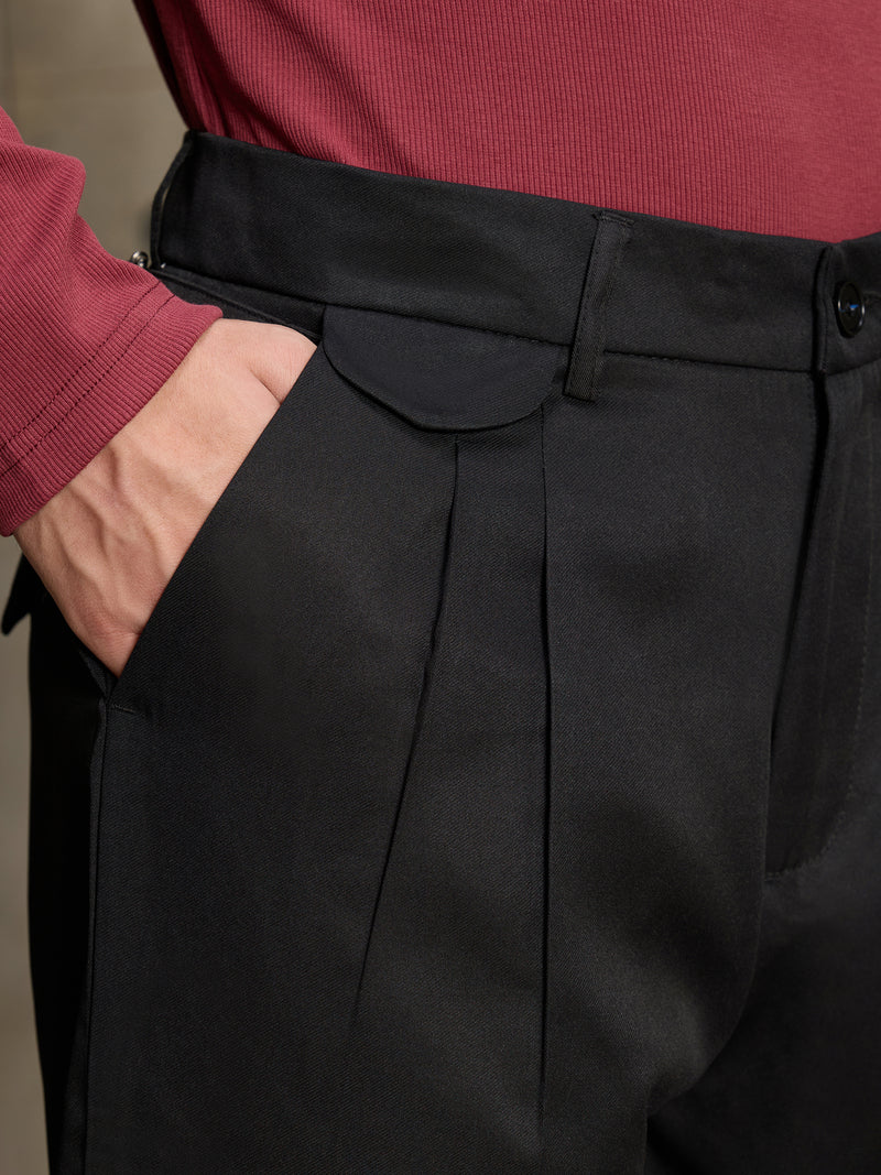 Cahoot Men's Black Pleated Regular Fit Trouser - view 6