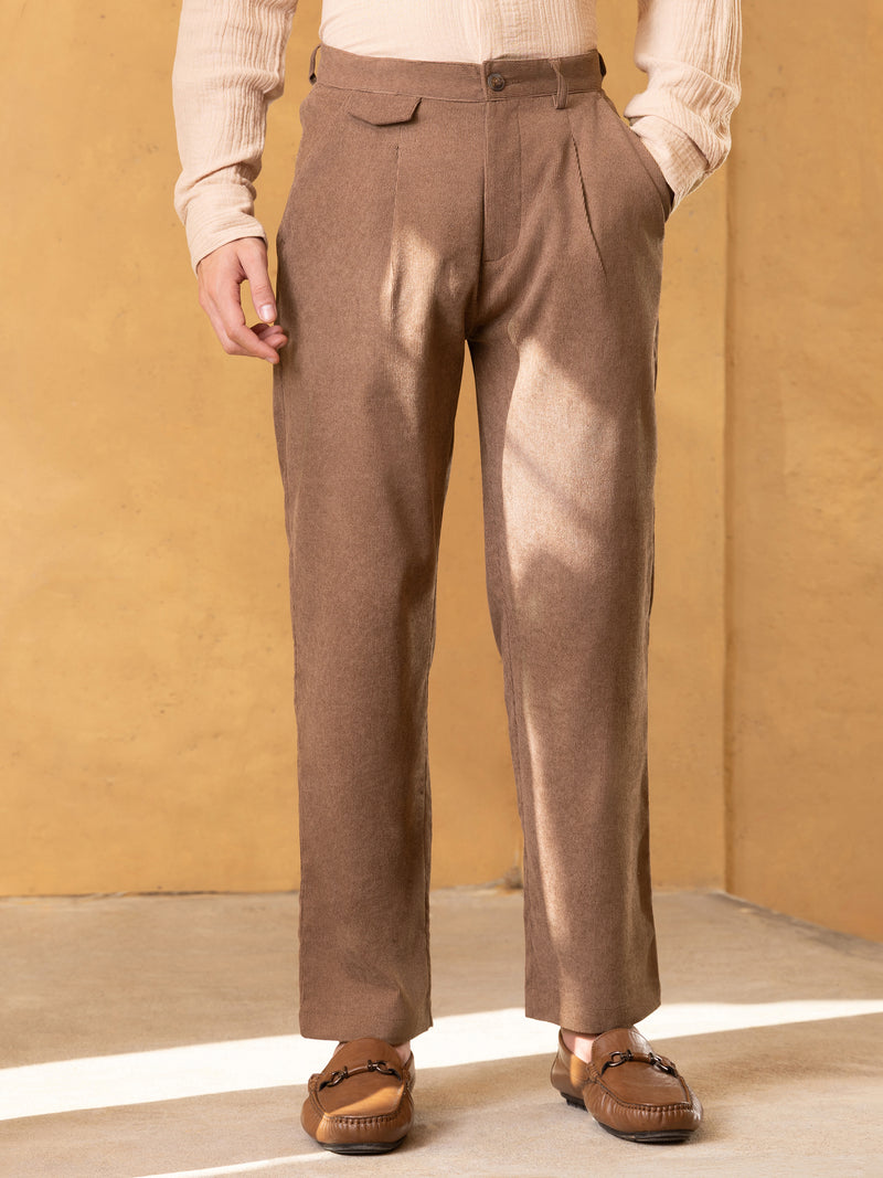 Brown Mid-Rise Regular Fit Trouser