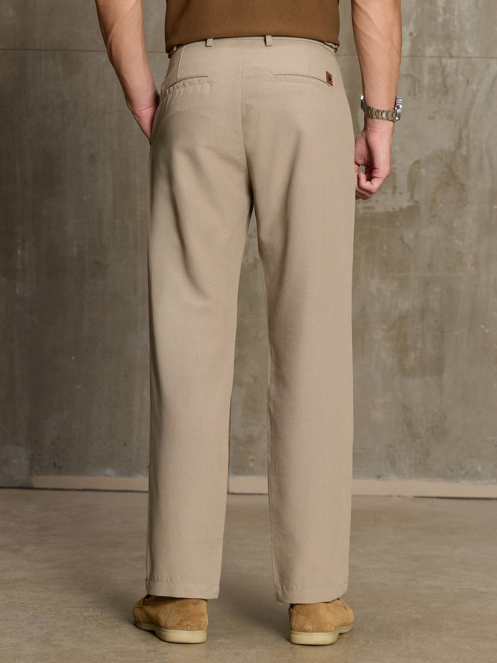 Cahoot Men's Beige Cotton Straight Fit Trouser With Side Tab - view 4